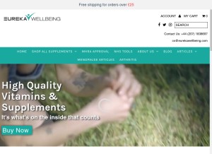 How eurekasupplements.com looks like on a tablet such as an iPad.