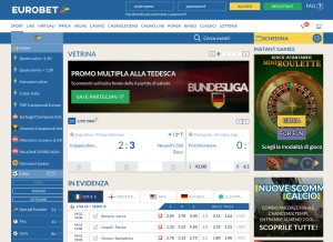 How eurobet.it looks like on a tablet such as an iPad.