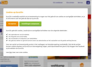 How euroclix.nl looks like on a tablet such as an iPad.