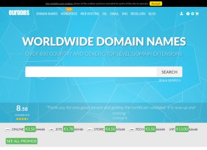 How eurodns.eu looks like on a tablet such as an iPad.
