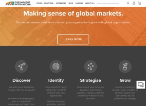 How euromonitor.com looks like on a tablet such as an iPad.