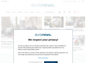 How euronews.com looks like on a tablet such as an iPad.