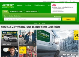 How europcar.de looks like on a tablet such as an iPad.