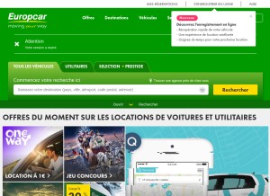 How europcar.fr looks like on a tablet such as an iPad.