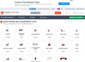How europe-forklift.com looks like on a tablet such as an iPad.