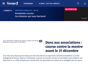 How europe1.fr looks like on a tablet such as an iPad.