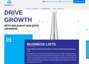 How europeanlists.com looks like on a tablet such as an iPad.