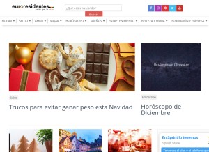How euroresidentes.com looks like on a tablet such as an iPad.