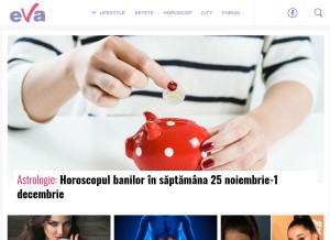 How eva.ro looks like on a tablet such as an iPad.