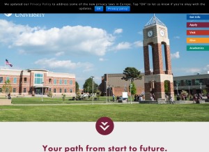 How evangel.edu looks like on a tablet such as an iPad.