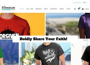 How evangelizeclothing.com looks like on a tablet such as an iPad.