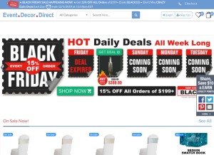 How eventdecordirect.com looks like on a tablet such as an iPad.