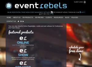 How eventrebels.com looks like on a tablet such as an iPad.