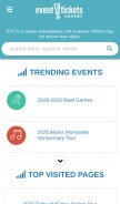 How eventticketscenter.com looks like on a mobile device such as an iPhone.