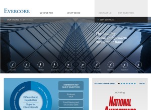 How evercore.com looks like on a tablet such as an iPad.