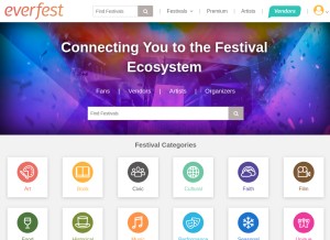 How everfest.com looks like on a tablet such as an iPad.