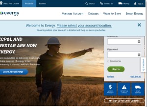 How evergy.com looks like on a tablet such as an iPad.