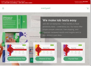 How everlywell.com looks like on a tablet such as an iPad.