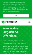 How evernote.com looks like on a mobile device such as an iPhone.