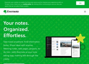How evernote.com looks like on a tablet such as an iPad.