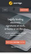 How eversign.com looks like on a mobile device such as an iPhone.