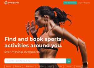 How eversports.com looks like on a tablet such as an iPad.