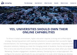 How everspringpartners.com looks like on a tablet such as an iPad.
