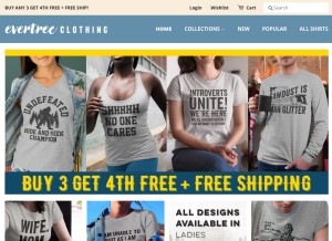 How evertreeclothing.com looks like on a tablet such as an iPad.