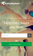 How everydayhero.com looks like on a mobile device such as an iPhone.