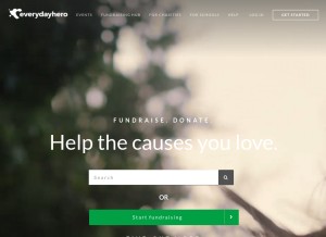 How everydayhero.com looks like on a tablet such as an iPad.