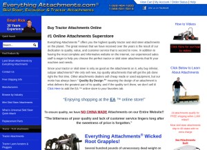 How everythingattachments.com looks like on a tablet such as an iPad.