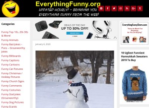 How everythingfunny.org looks like on a tablet such as an iPad.