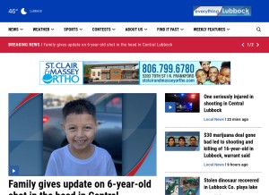 How everythinglubbock.com looks like on a tablet such as an iPad.