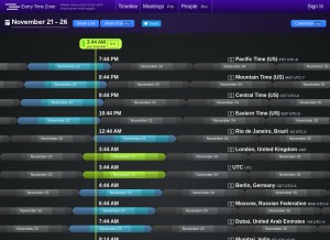 How everytimezone.com looks like on a tablet such as an iPad.