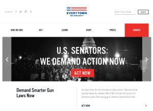 How everytown.org looks like on a tablet such as an iPad.