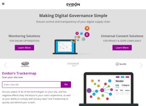How evidon.com looks like on a tablet such as an iPad.