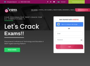 How evidya.in looks like on a tablet such as an iPad.