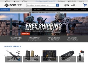 How evike.com looks like on a tablet such as an iPad.