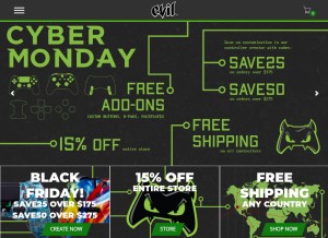 How evilcontrollers.com looks like on a tablet such as an iPad.