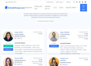 How evimdeterapi.com looks like on a tablet such as an iPad.