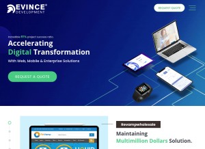 How evincedev.com looks like on a tablet such as an iPad.