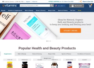 How evitamins.com looks like on a tablet such as an iPad.