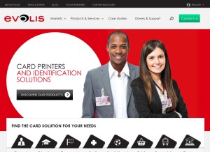 How evolis.com looks like on a tablet such as an iPad.