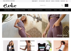 How evolvefitwear.com looks like on a tablet such as an iPad.