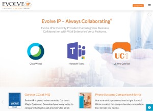 How evolveip.net looks like on a tablet such as an iPad.