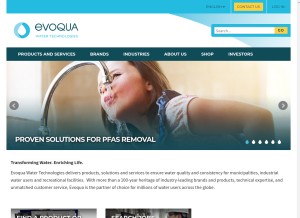How evoqua.com looks like on a tablet such as an iPad.