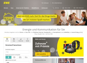 How ewetel.de looks like on a tablet such as an iPad.