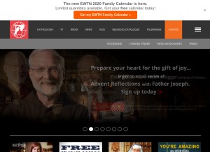 How ewtn.com looks like on a tablet such as an iPad.