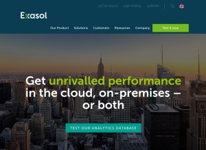 How exasol.com looks like on a tablet such as an iPad.