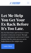 How exboyfriendrecovery.com looks like on a mobile device such as an iPhone.